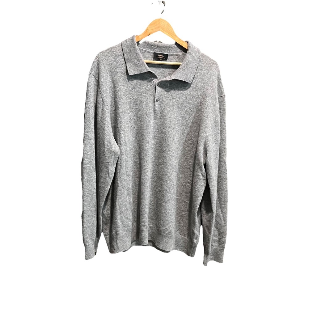 Quince Heather Grey Mongolian Cashmere 2.0 Men's Polo Sweater Size XXL